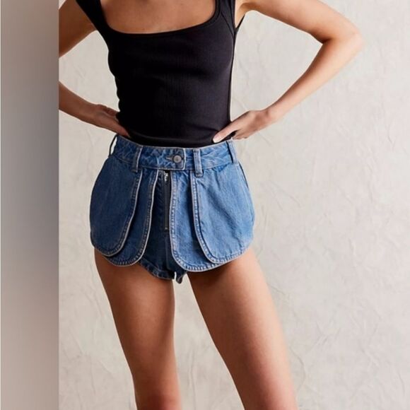 Free People We The Free Prince Street Denim Shorts Size 28 - Picture 2 of 11